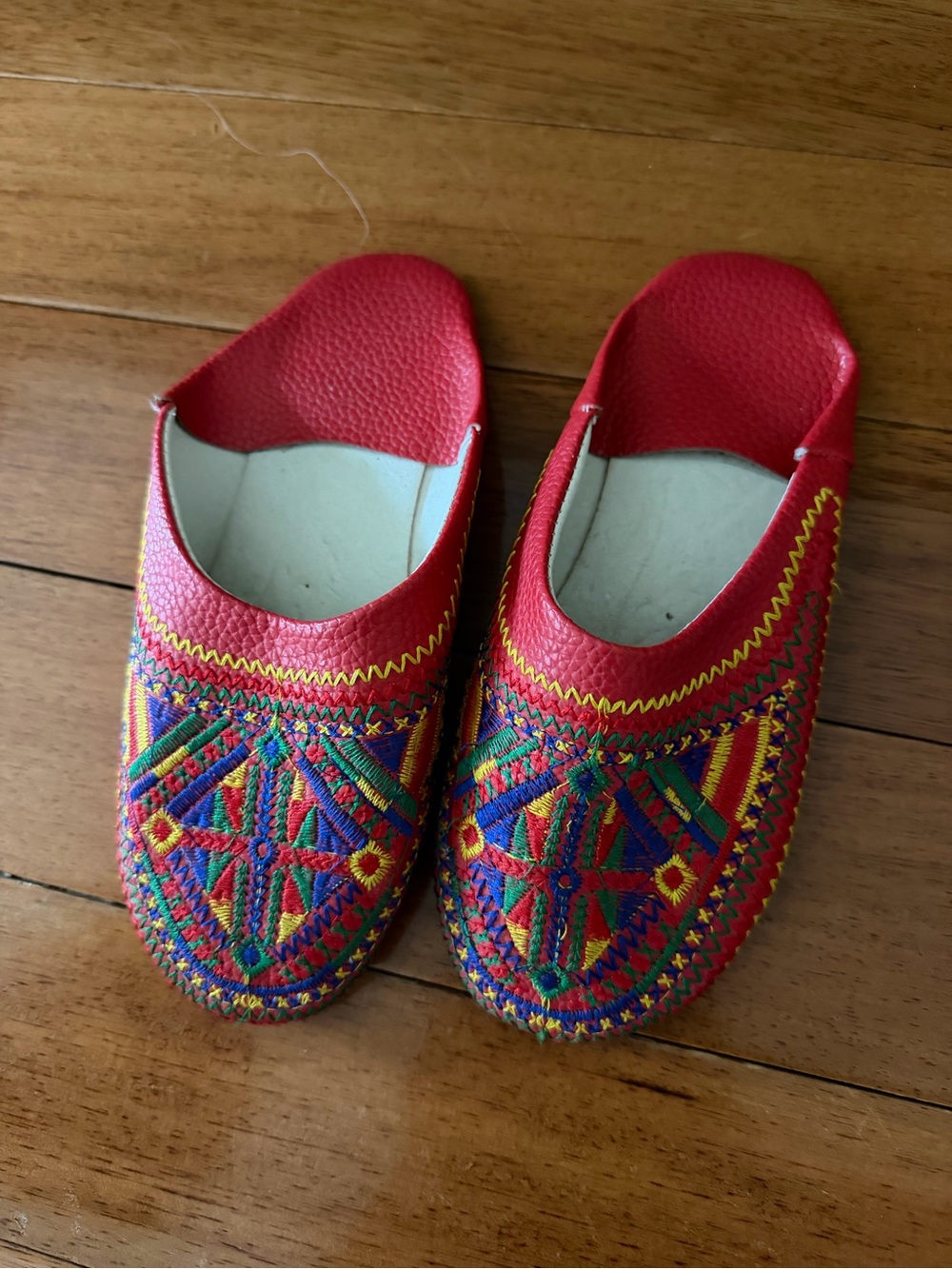 Red Embroidered Slip-On Women’s Shoe